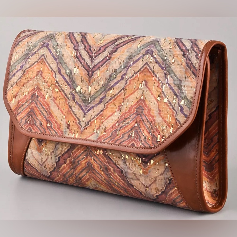 LAUREN MERKIN Cork Leather Metallic Molly Clutch Bag